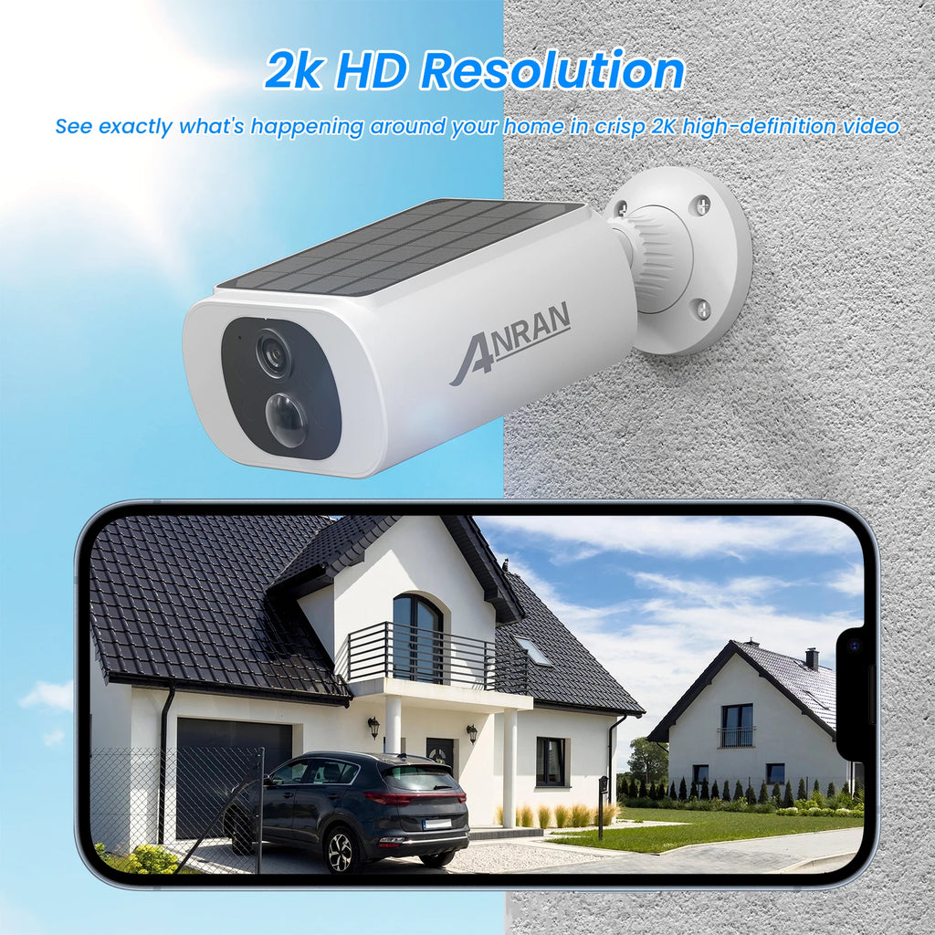 ANRAN 2K Solar Security Camera 3/5MP Outdoor Wireless 2.4G WIFI Camera Battery Cam Floodlight Color Night Vision