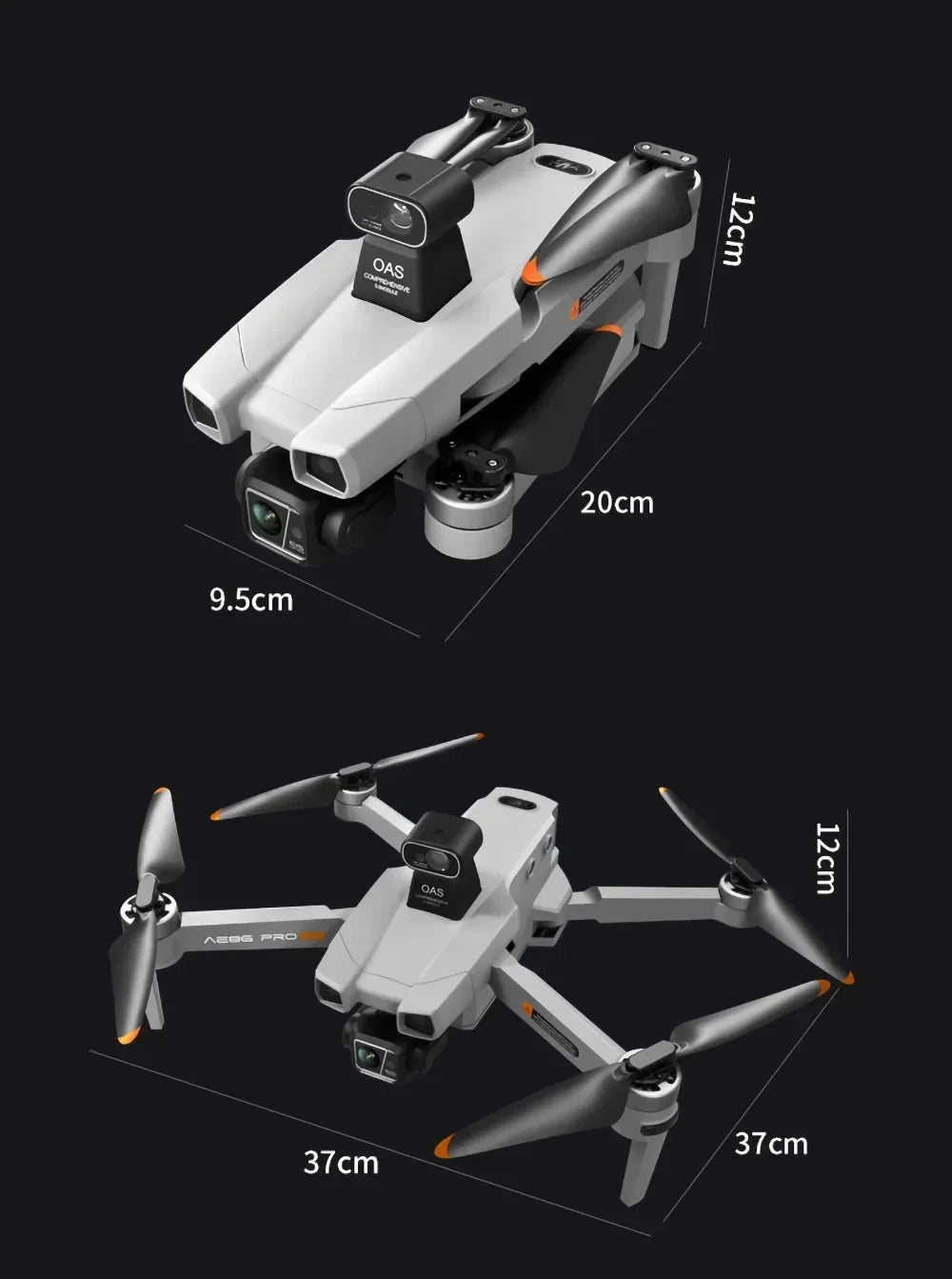 Professional Drone AE86 PRO MAX- Dual Camera GPS Obstacle Avoidance Drone with LED Screen
