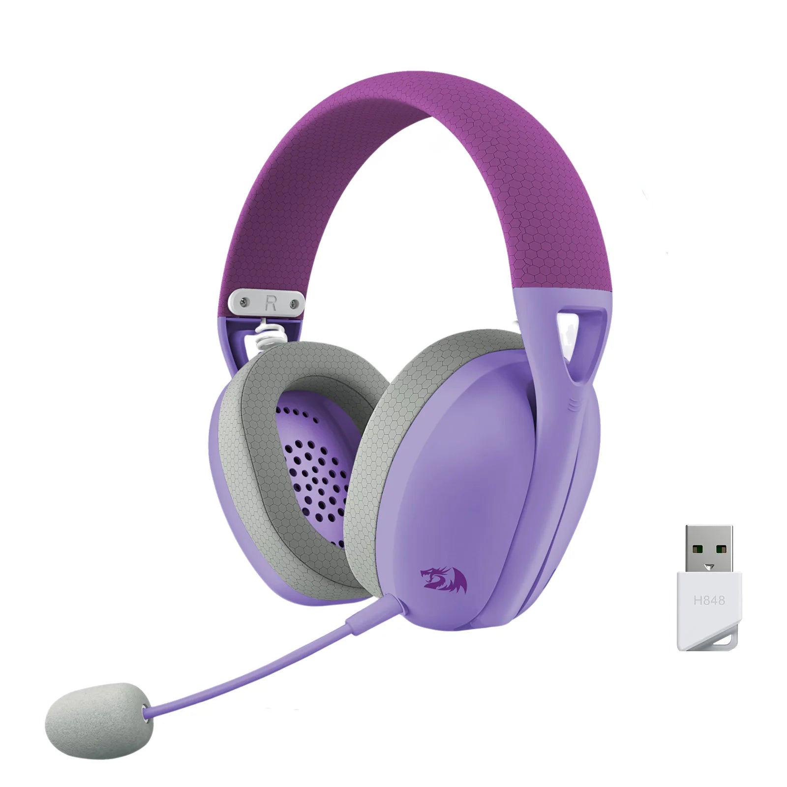 Redragon H848 Headset Bluetooth Wireless Gaming Lightweight 7.1 Surround Sound 40MM Drivers Detachable Microphone Multi Platform