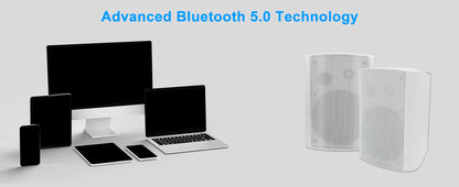 Herdio 6.5" 400W 2PCS Indoor Outdoor Bluetooth Speakers Wall Mount Speakers Waterproof Weather Resistant For Patio Garage Home