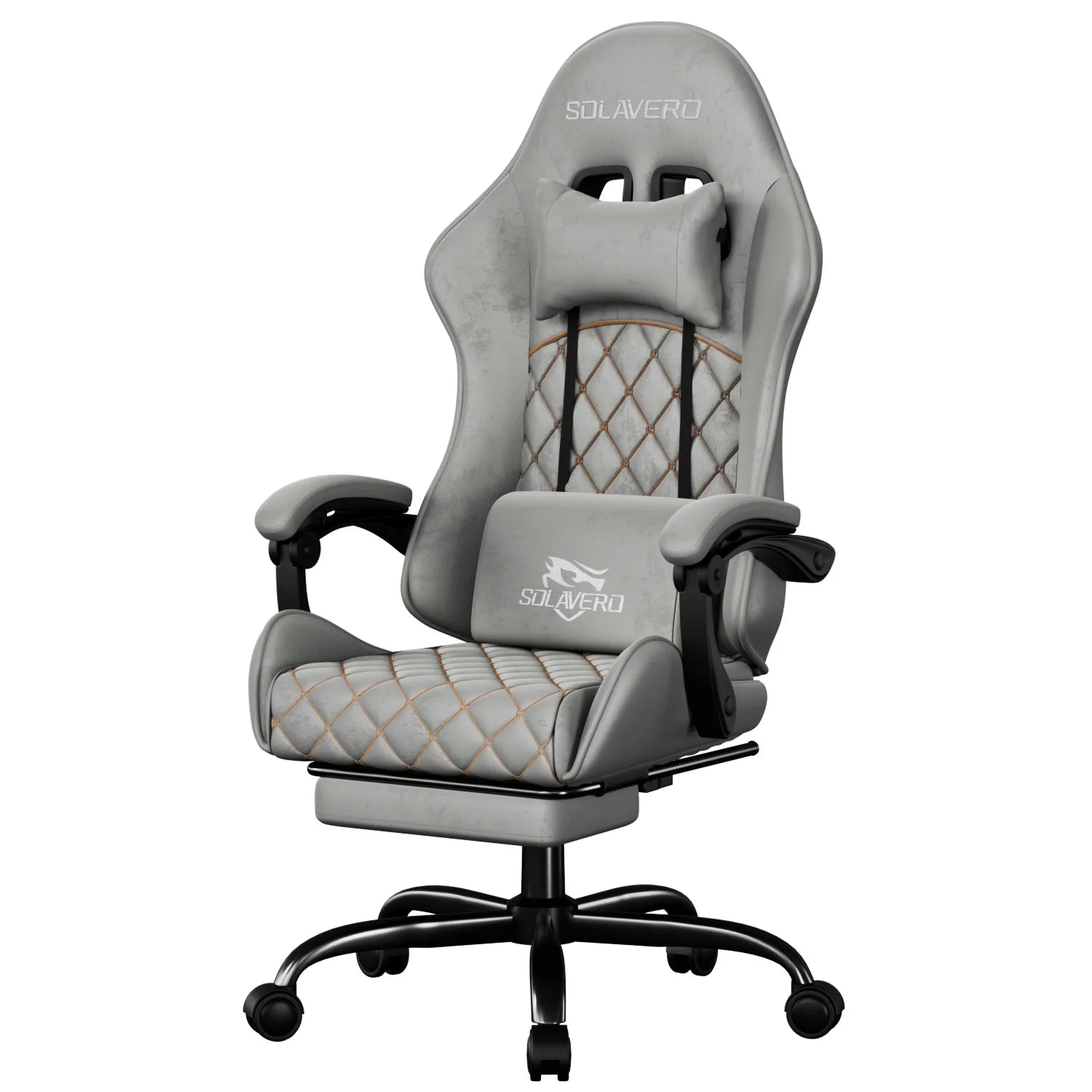 Massage Gaming Chair, Computer Office Chair with Comfy Fabric, Height Adjustable Game Chair with 360°-Swivel Seat and Headrest