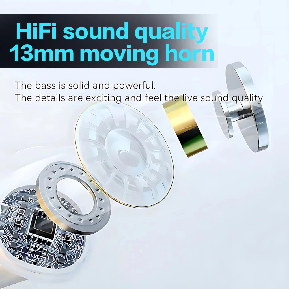 BT 5.3 Stereo Headphones Touch Control Sense-Free Micro Sleep Earbuds Open Ear Headsets for Running Fitness Learning Accessories