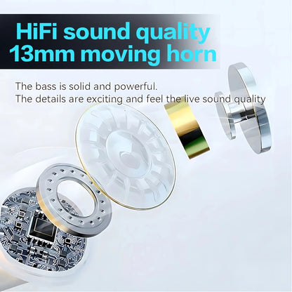 BT 5.3 Stereo Headphones Touch Control Sense-Free Micro Sleep Earbuds Open Ear Headsets for Running Fitness Learning Accessories