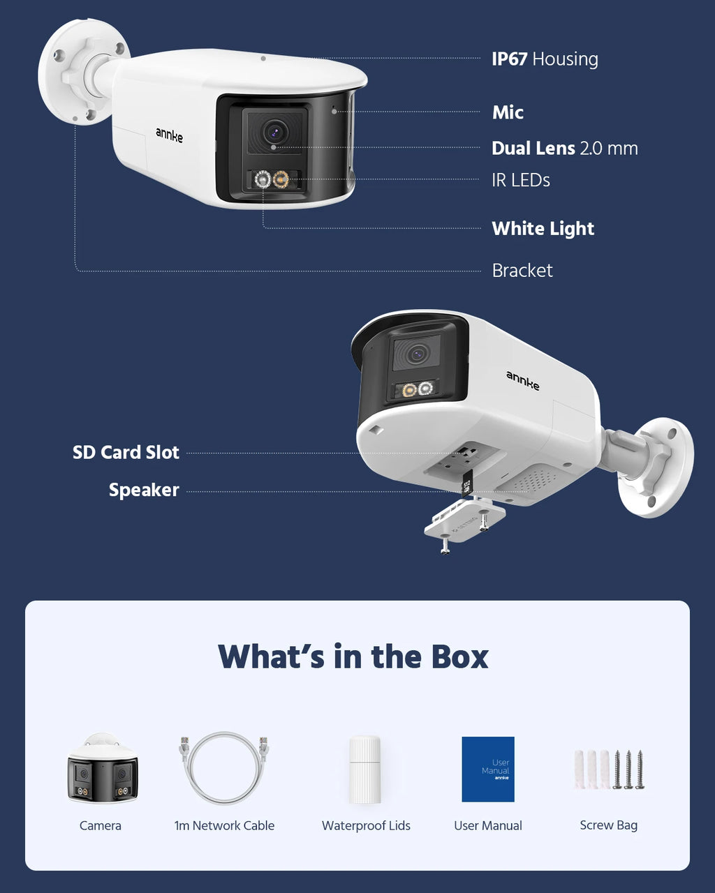 ANNKE 4K 8MP POE Surveillance Camera Dual Lens outdoor POE camera