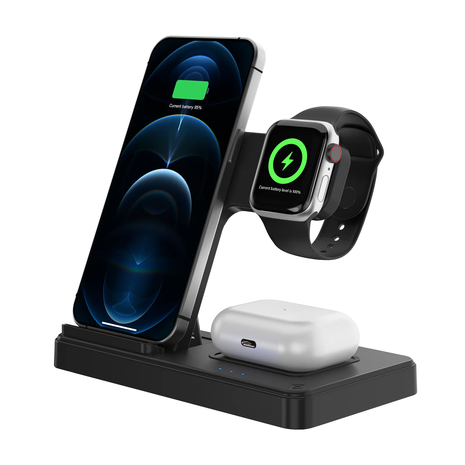3 In 1 Wireless Charging Station Magnetic Fast Charging 18W Foldable Charging Station