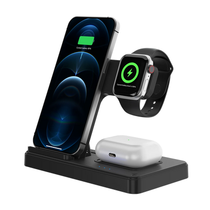 3 In 1 Wireless Charging Station Magnetic Fast Charging 18W Foldable Charging Station