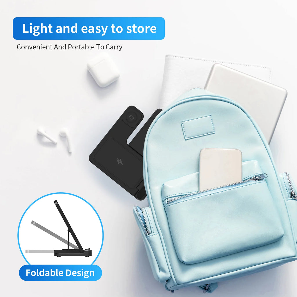 3 In 1 Wireless Charging Station Magnetic Fast Charging 18W Foldable Charging Station