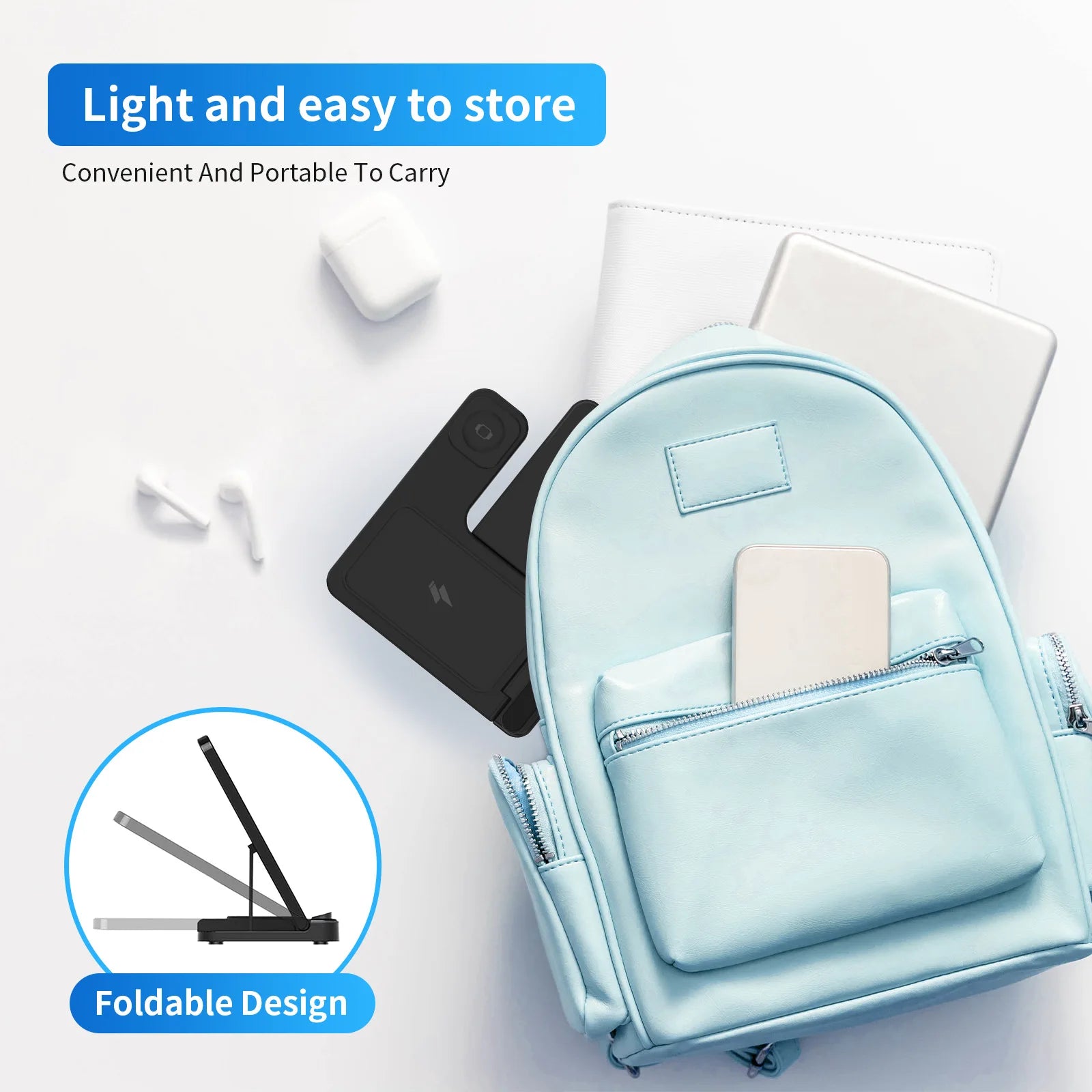 3 In 1 Wireless Charging Station Magnetic Fast Charging 18W Foldable Charging Station