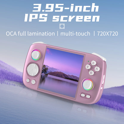 ANBERNIC RG Cube Retro Handheld Game Console 64bit Android 13 T820 3.95 Inch IPS Screen Hall Joystick RGB lighting effect