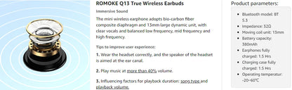 Q13 Bluetooth 5.4 Earbuds | 47H Playtime LED Display | IP7 Waterproof HiFi Sound ENC Mic | Touch Control Wireless Headphones.