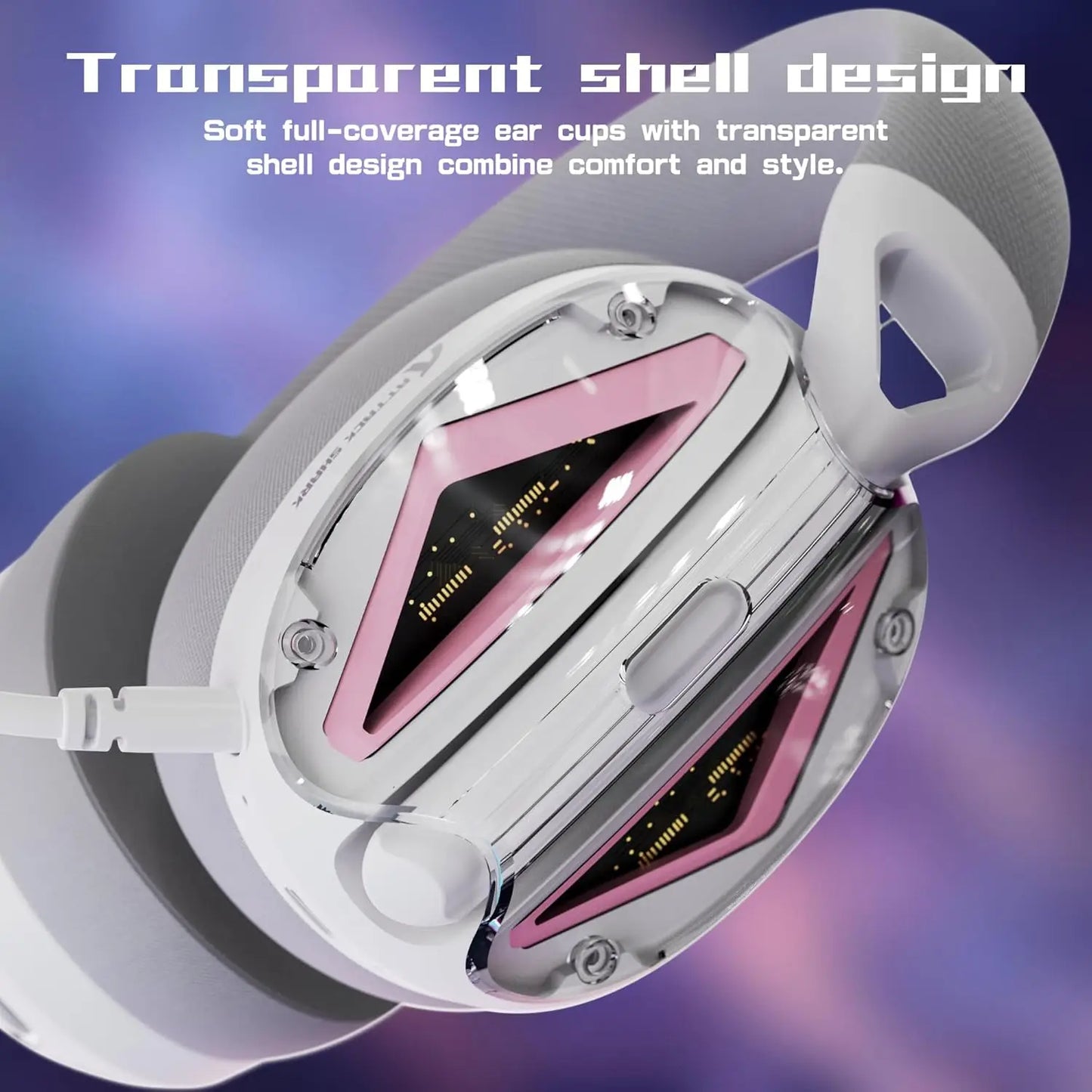 ATTACK SHARK L60 Ultra-light Gaming Headphone, 2.4G/BT/Wired Tri-mode, Wireless with Usb & Type C Receiver, Detachable Mic