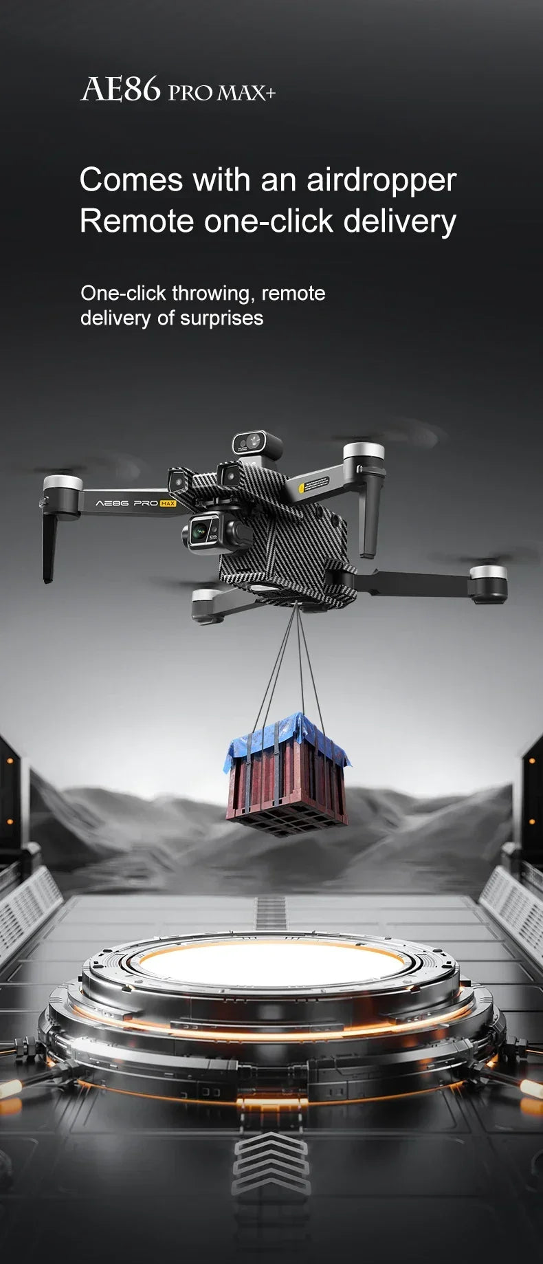 Professional Drone AE86 PRO MAX- Dual Camera GPS Obstacle Avoidance Drone with LED Screen