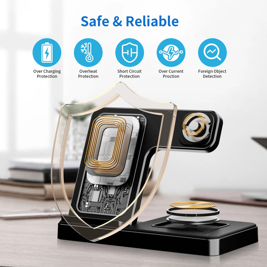 3 In 1 Wireless Charging Station Magnetic Fast Charging 18W Foldable Charging Station