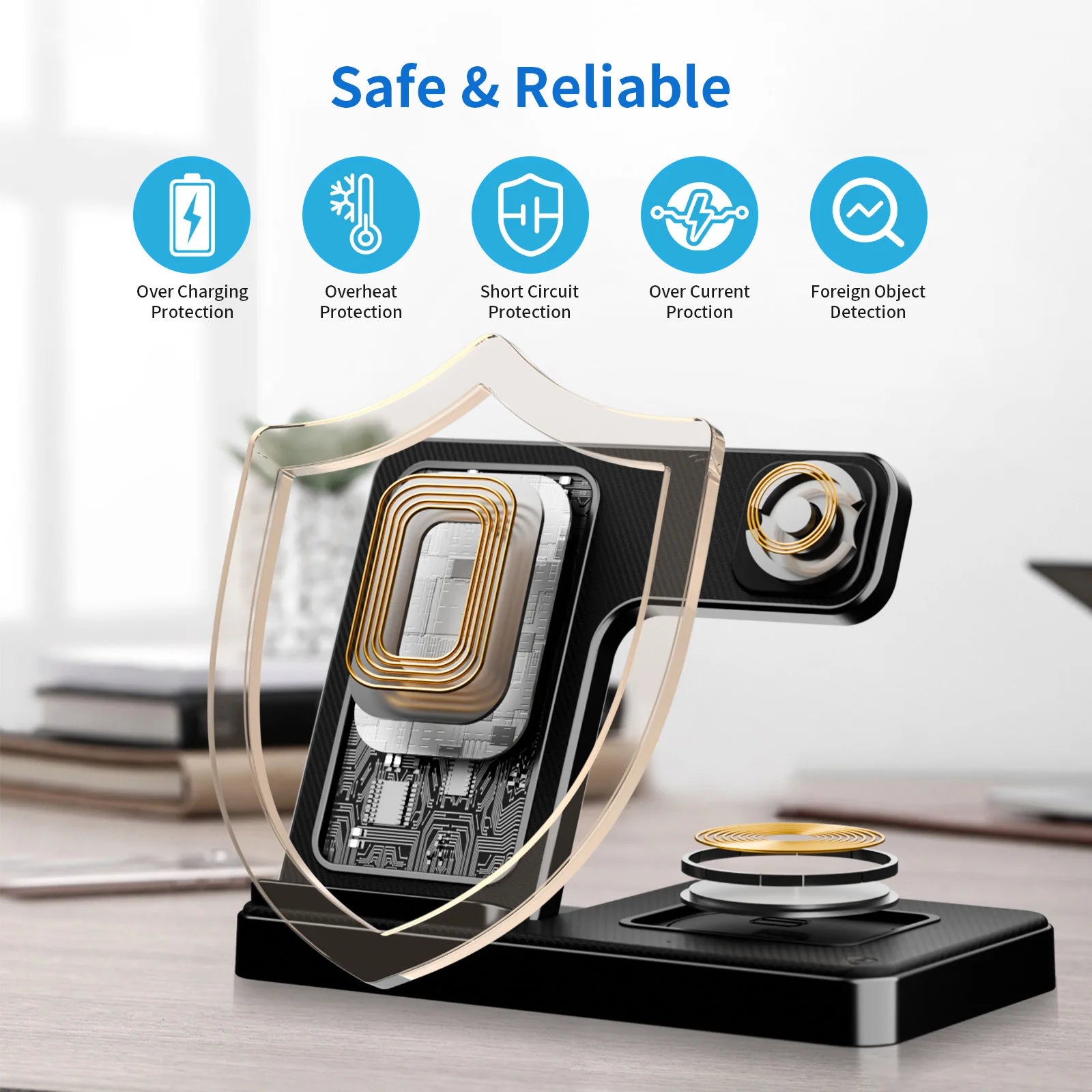 3 In 1 Wireless Charging Station Magnetic Fast Charging 18W Foldable Charging Station
