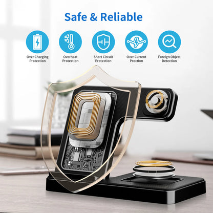 3 In 1 Wireless Charging Station Magnetic Fast Charging 18W Foldable Charging Station