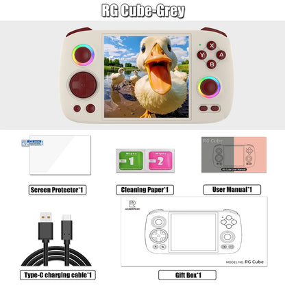 ANBERNIC RG Cube Retro Handheld Game Console 64bit Android 13 T820 3.95 Inch IPS Screen Hall Joystick RGB lighting effect