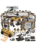 JOYFY Military Base Toys Set Including Army Vehicles Army Men Action Figures and Weapon Gear for Boys