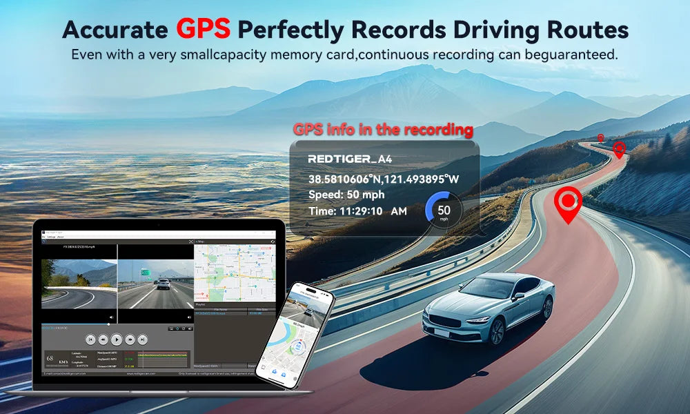 REDTIGER A4 Dash Camera Front and Rear 4K Dash Cam Drive Recorder