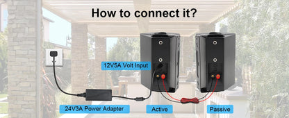 Herdio 6.5" 400W 2PCS Indoor Outdoor Waterproof Bluetooth Speakers Wall Mount Speakers