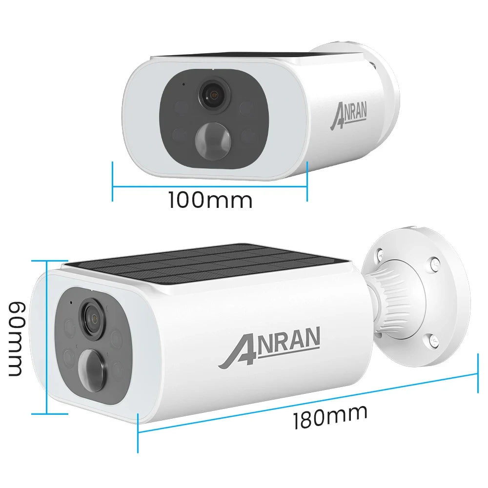 ANRAN 2K Solar Security Camera 3/5MP Outdoor Wireless 2.4G WIFI Camera Battery Cam Floodlight Color Night Vision