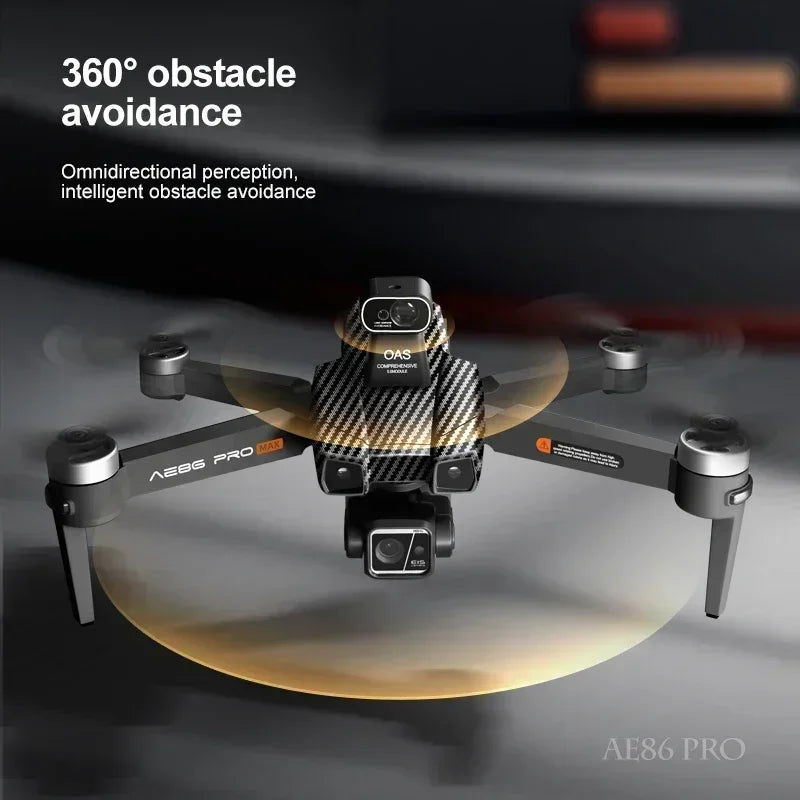 Professional Drone AE86 PRO MAX- Dual Camera GPS Obstacle Avoidance Drone with LED Screen