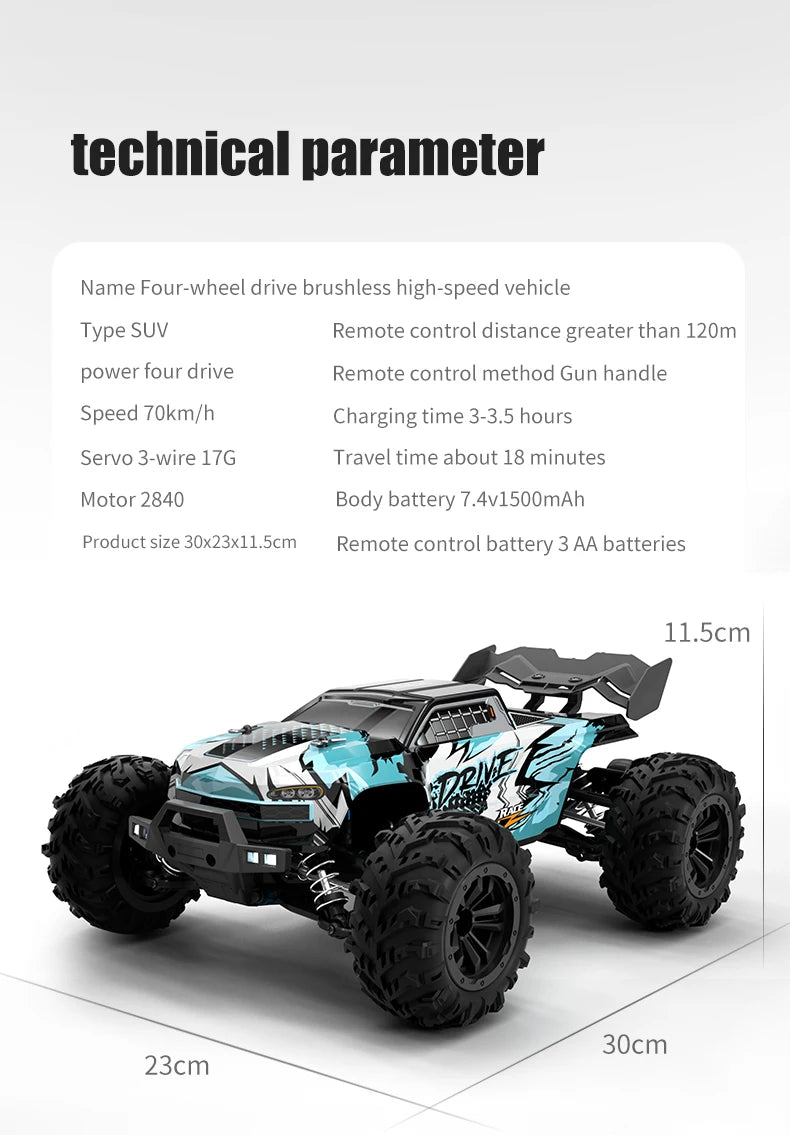 High Speed RC Car 1/16 4x4 Remote Control Brushless Vehicle 2.4G 4WD Electric Off-Road Drift Crawler Toys for Children