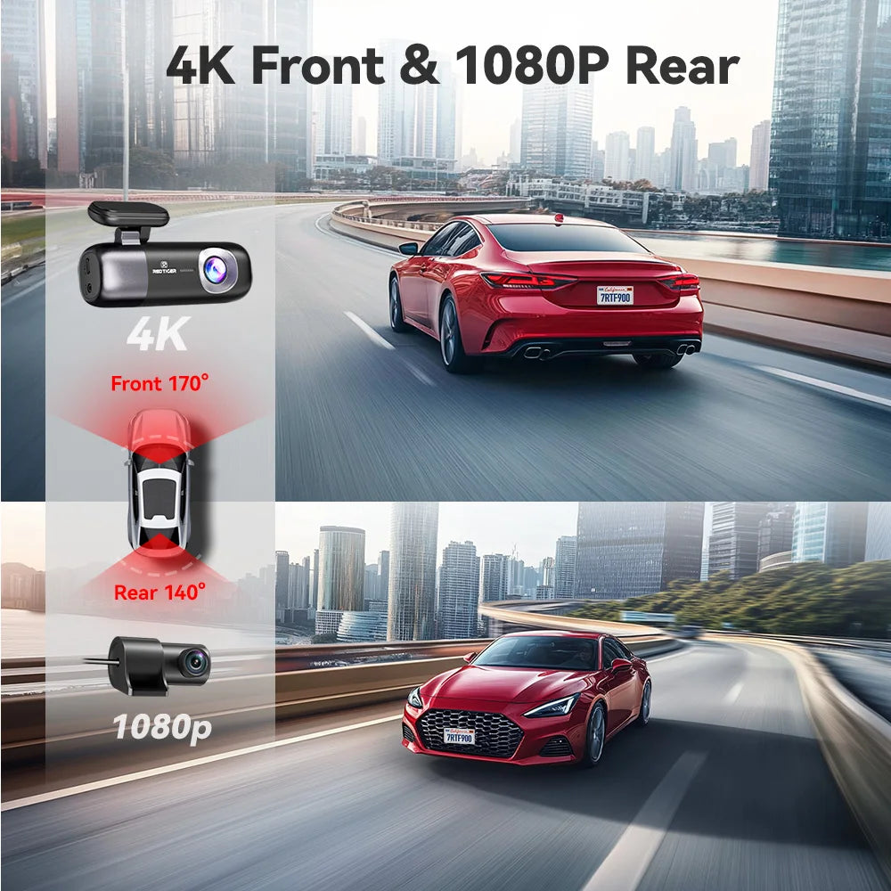 REDTIGER F9 Dash Cam 4K Dash Camera Front and Rear WiFi GPS Car Camera