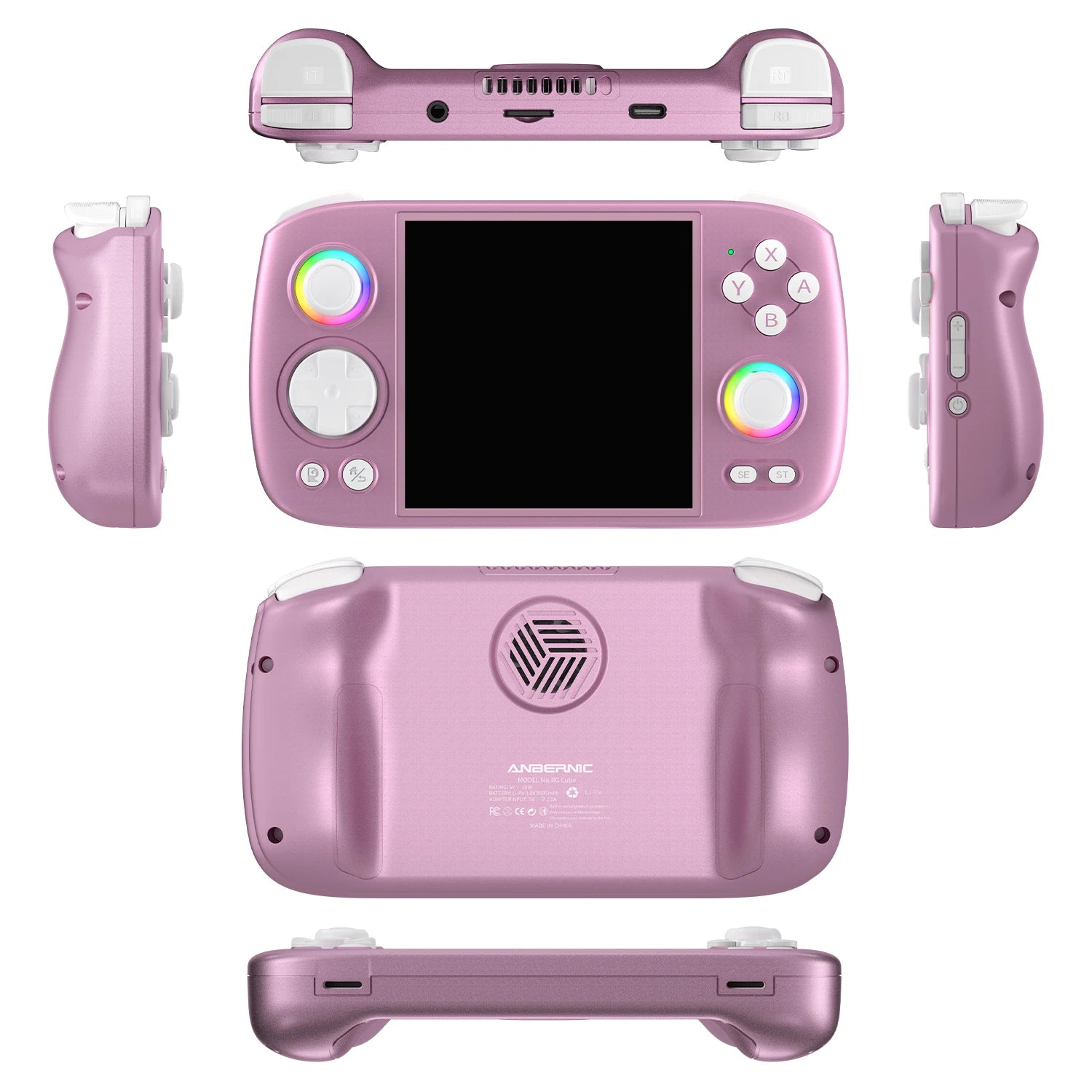 ANBERNIC RG Cube Retro Handheld Game Console 64bit Android 13 T820 3.95 Inch IPS Screen Hall Joystick RGB lighting effect