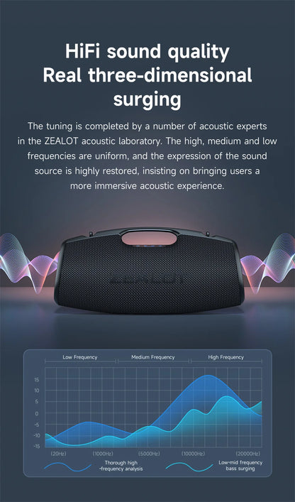 ZEALOT-S78 120W Portable Bluetooth Speaker Outdoor Party Speaker Big Loud Speaker Excellent Bass Performace Hifi speaker