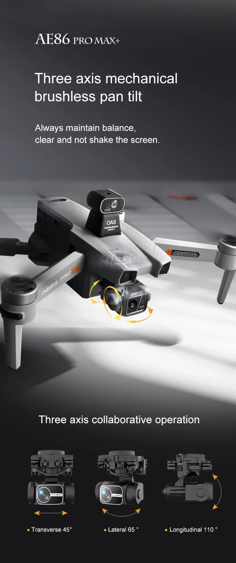 Professional Drone AE86 PRO MAX- Dual Camera GPS Obstacle Avoidance Drone with LED Screen