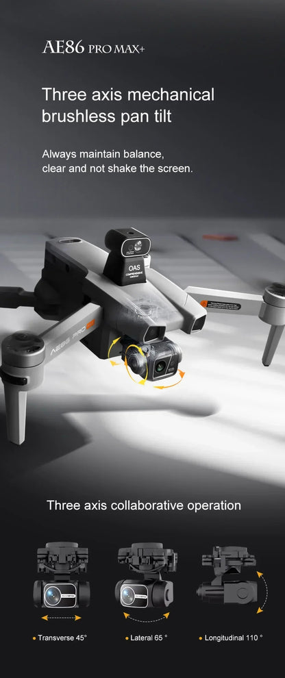 Professional Drone AE86 PRO MAX- Dual Camera GPS Obstacle Avoidance Drone with LED Screen
