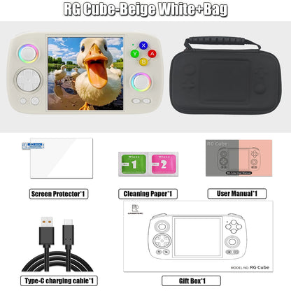 ANBERNIC RG Cube Retro Handheld Game Console 64bit Android 13 T820 3.95 Inch IPS Screen Hall Joystick RGB lighting effect