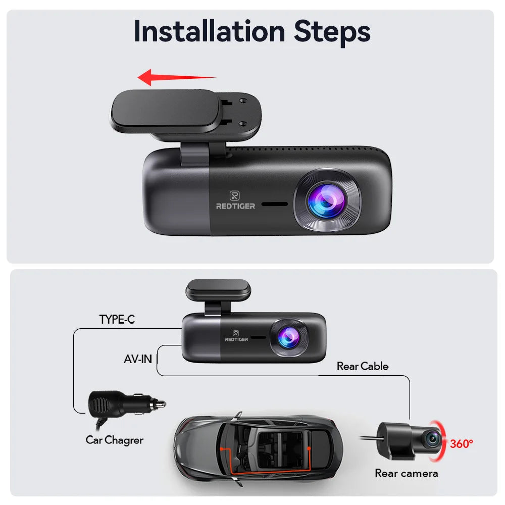 REDTIGER F9 Dash Cam 4K Dash Camera Front and Rear WiFi GPS Car Camera