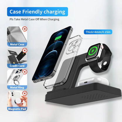 3 In 1 Wireless Charging Station Magnetic Fast Charging 18W Foldable Charging Station