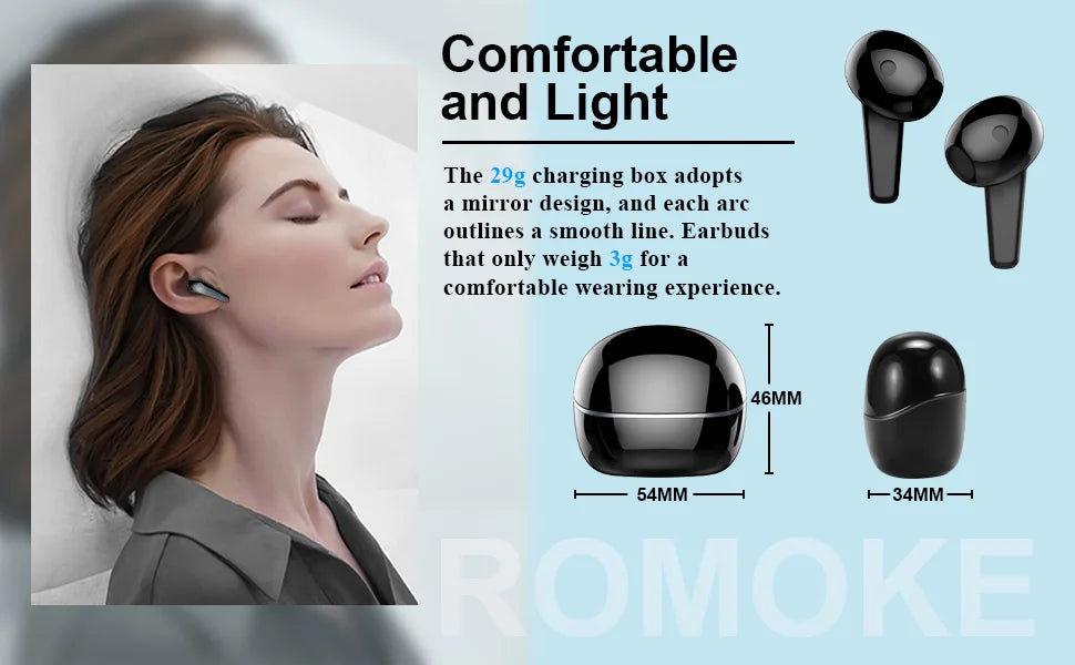 Q13 Bluetooth 5.4 Earbuds | 47H Playtime LED Display | IP7 Waterproof HiFi Sound ENC Mic | Touch Control Wireless Headphones.