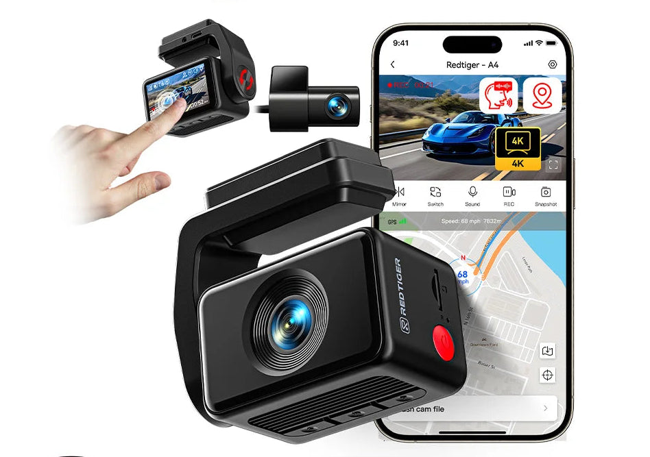 REDTIGER A4 Dash Camera Front and Rear 4K Dash Cam Drive Recorder