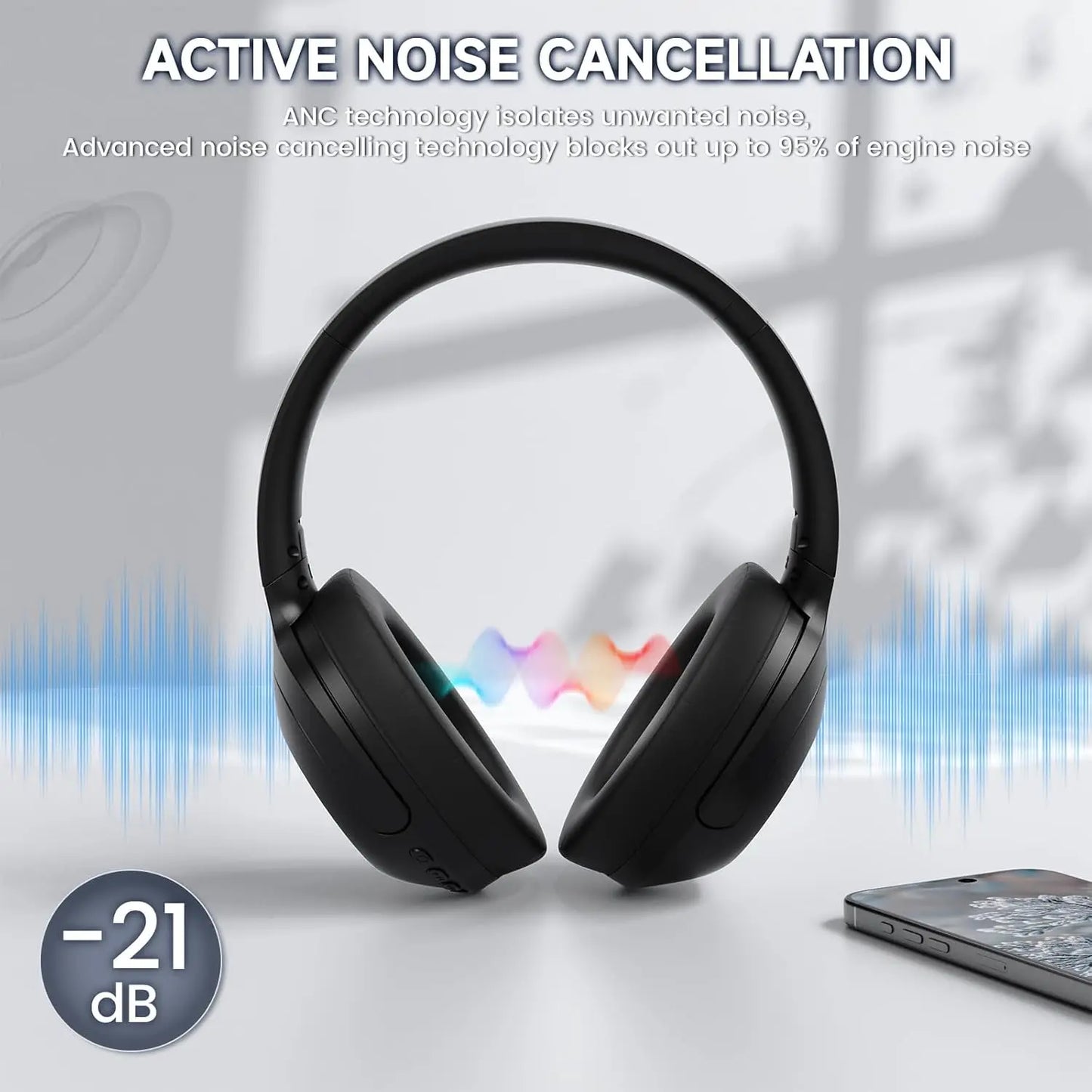 ATTACK SHARK G300 Wireless Bluetooth Headphone with ENC Noise Cancellation, Rechageable Over Ear Headset, 3.5MM Audio Jack