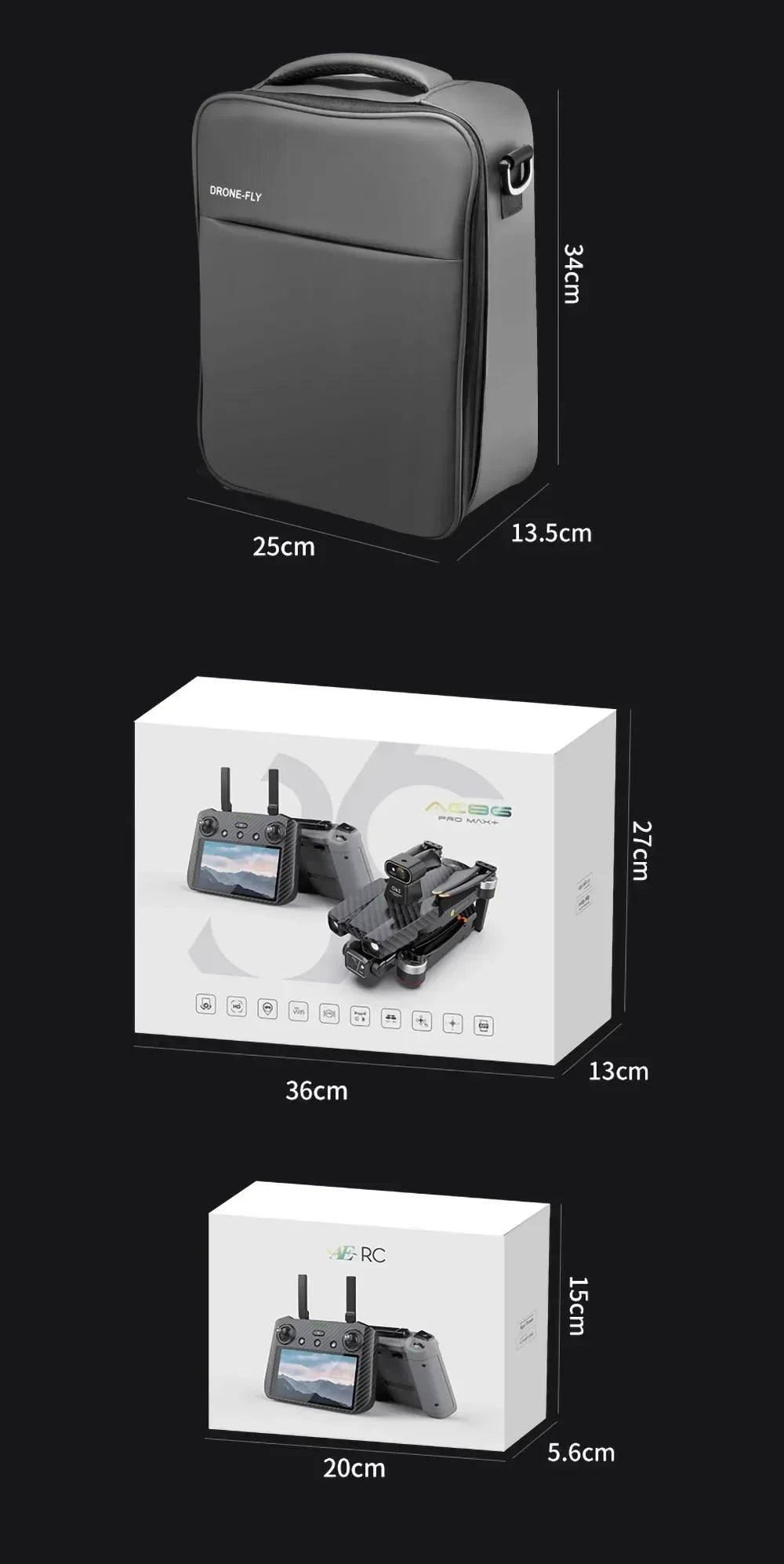 Professional Drone AE86 PRO MAX- Dual Camera GPS Obstacle Avoidance Drone with LED Screen