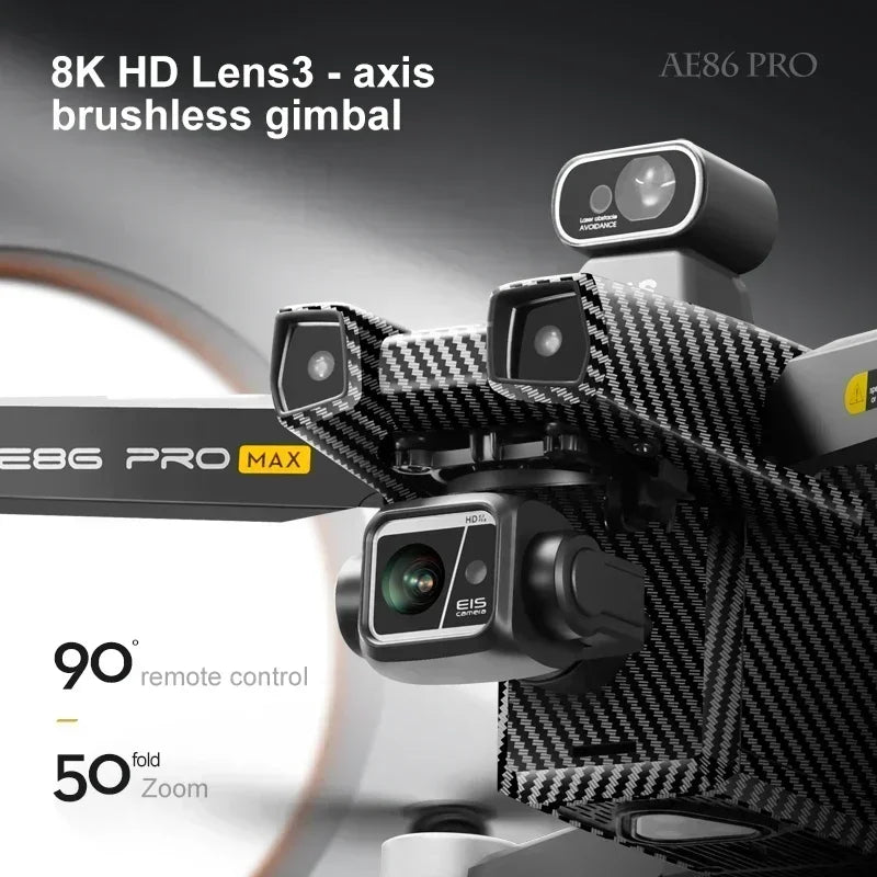 Professional Drone AE86 PRO MAX- Dual Camera GPS Obstacle Avoidance Drone with LED Screen