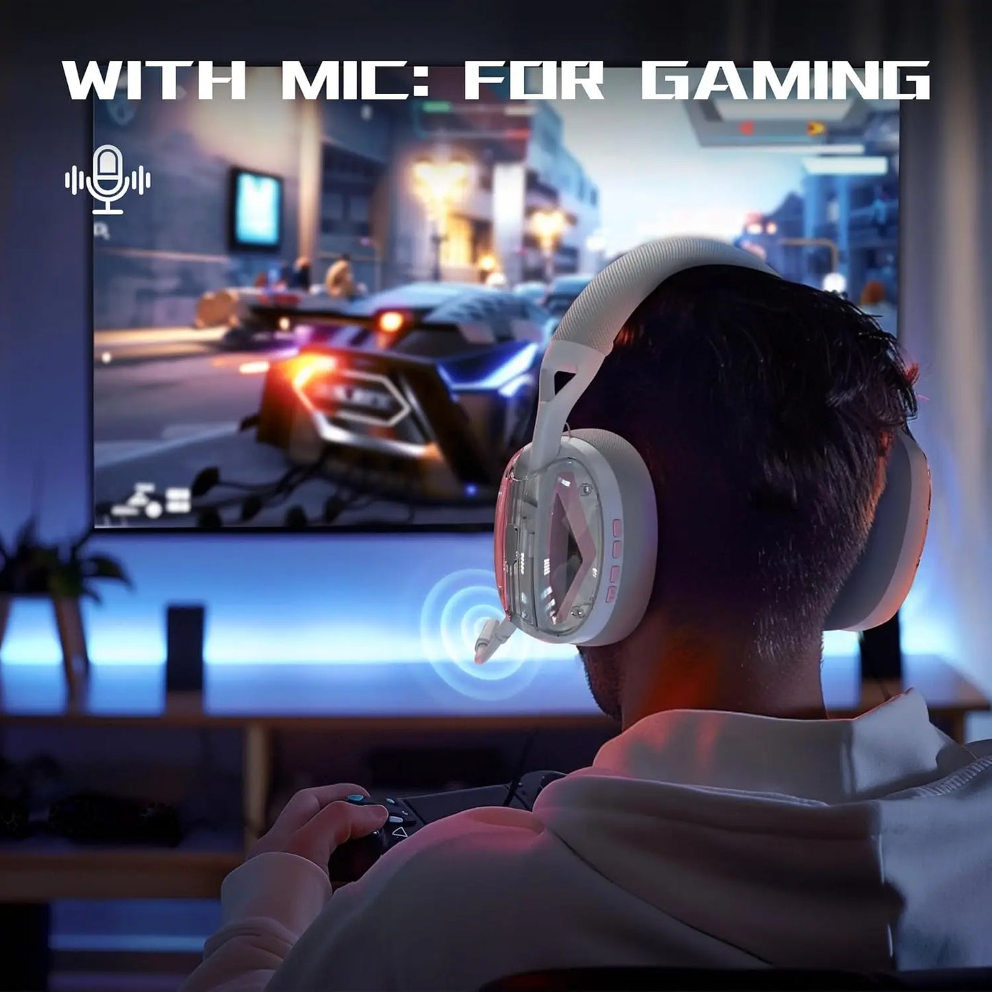 ATTACK SHARK L60 Ultra-light Gaming Headphone, 2.4G/BT/Wired Tri-mode, Wireless with Usb & Type C Receiver, Detachable Mic