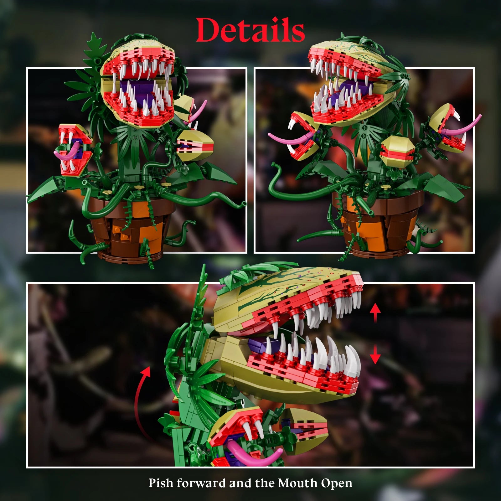 Piranha Plant Audrey II 2 Building Blocks Set Horrors Flower Shop Decoration (629PCS)