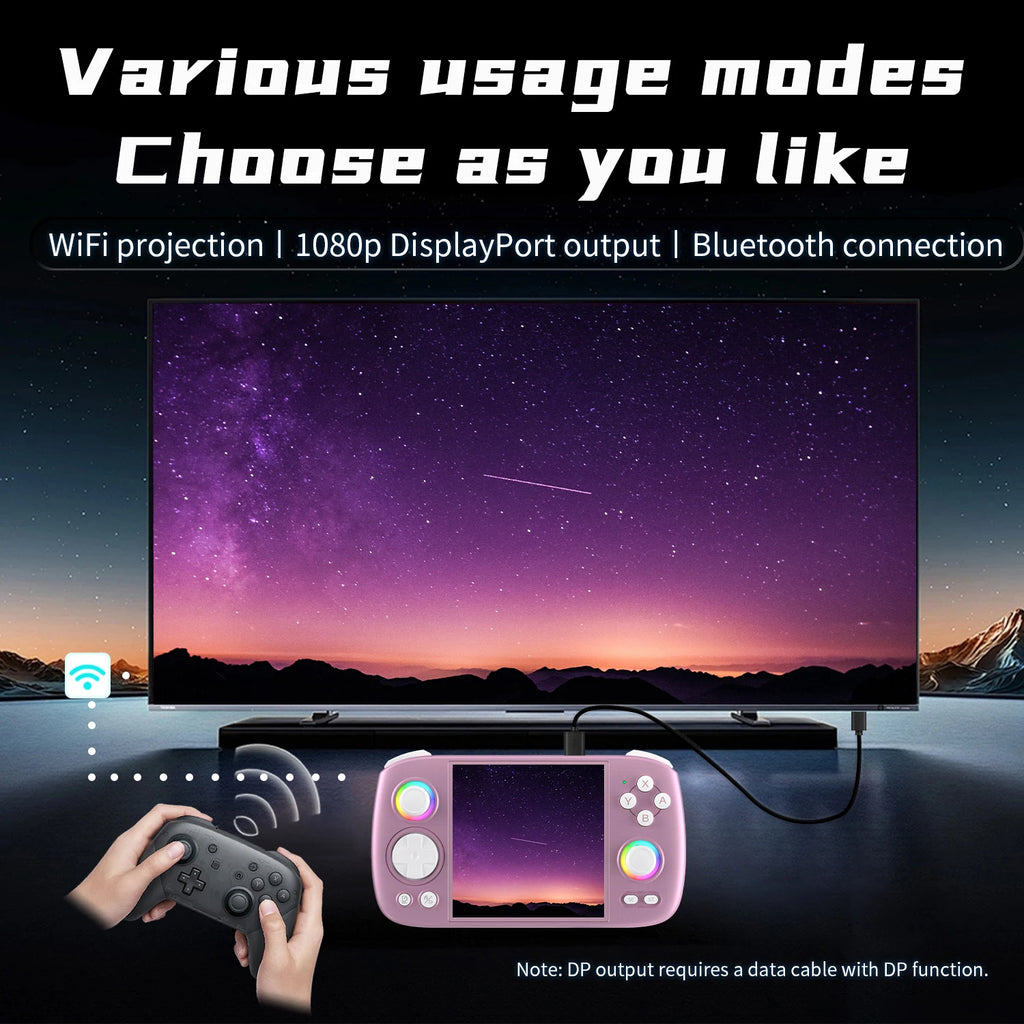 ANBERNIC RG Cube Retro Handheld Game Console 64bit Android 13 T820 3.95 Inch IPS Screen Hall Joystick RGB lighting effect