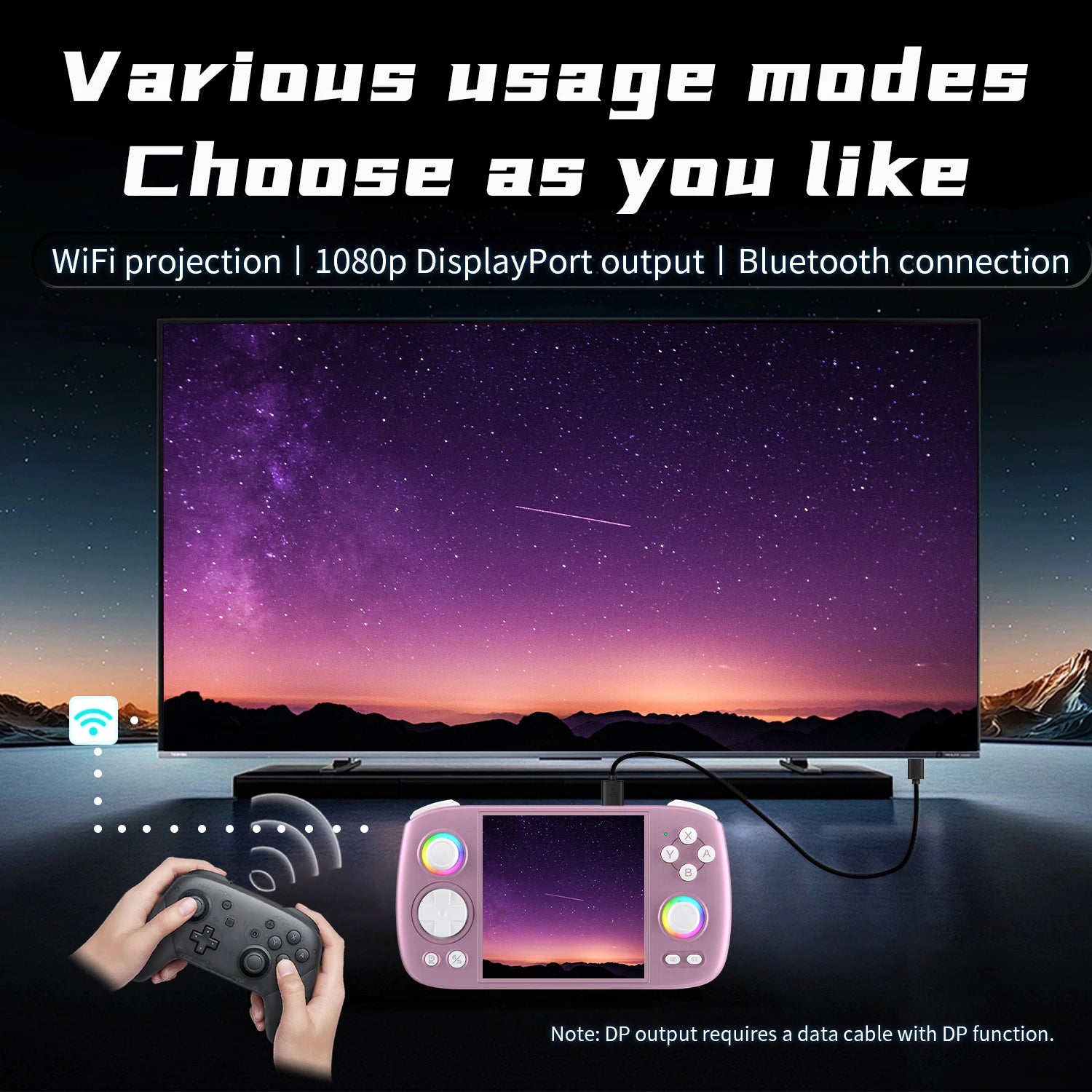 ANBERNIC RG Cube Retro Handheld Game Console 64bit Android 13 T820 3.95 Inch IPS Screen Hall Joystick RGB lighting effect