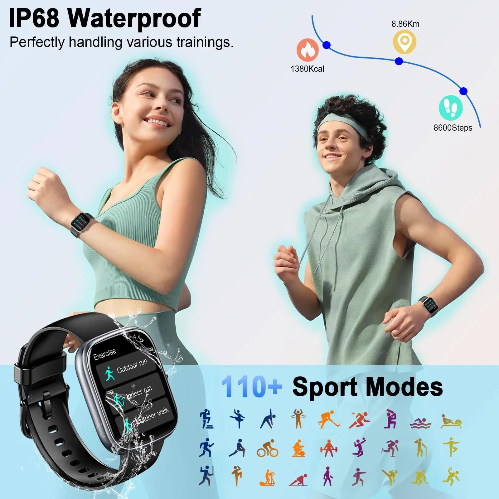 Smart Watch- IP68 Waterproof Fitness Smart Watch