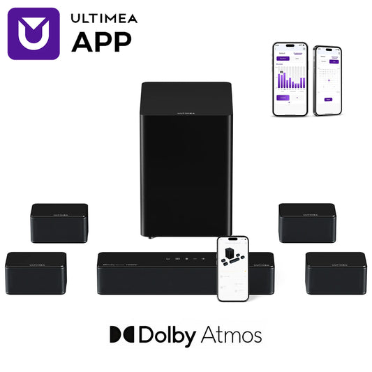 ULTIMEA Poseidon D80 7.1 Surround Soundbar with Dolby Atmos, Wireless Subwoofer & 4 Speakers, Home Theater System with APP Control