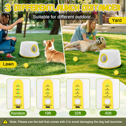 Next-Gen Automatic Dog Ball Launcher,Interactive Dog Tennis Ball thrower With 5 ETPU balls-Non-Toxic, Interactive Dog Toy