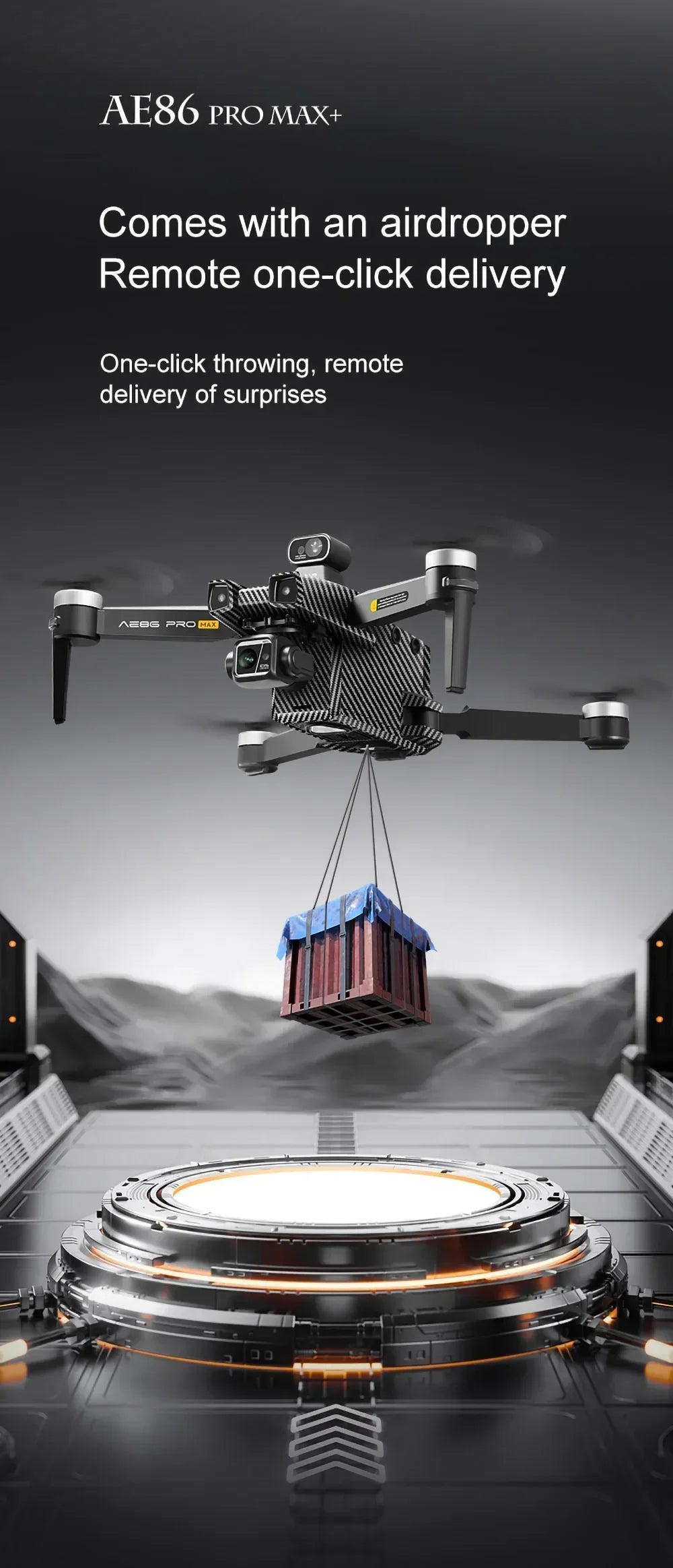Professional Drone AE86 PRO MAX- Dual Camera GPS Obstacle Avoidance Drone with LED Screen