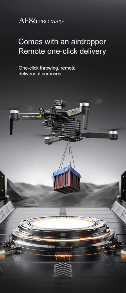 Professional Drone AE86 PRO MAX- Dual Camera GPS Obstacle Avoidance Drone with LED Screen