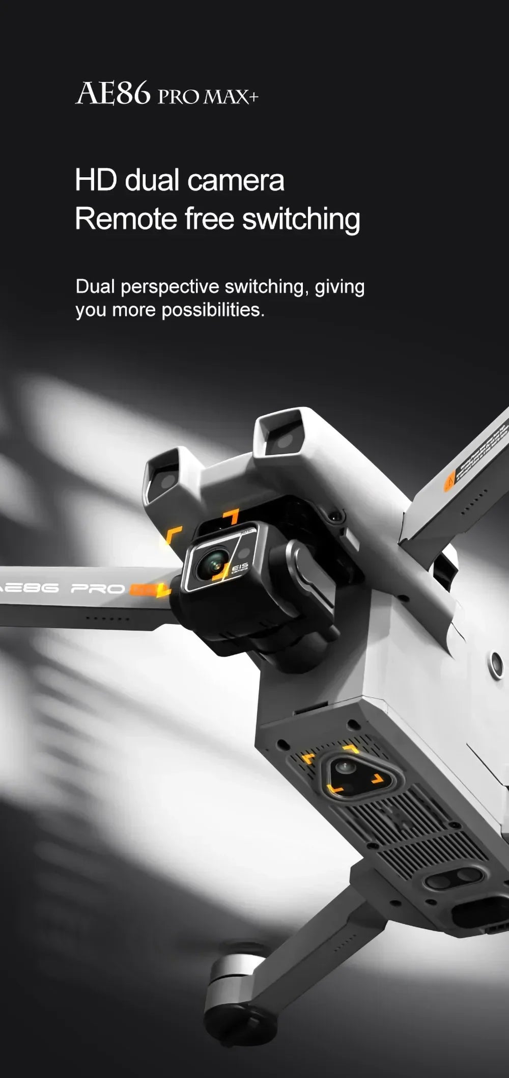 Professional Drone AE86 PRO MAX- Dual Camera GPS Obstacle Avoidance Drone with LED Screen
