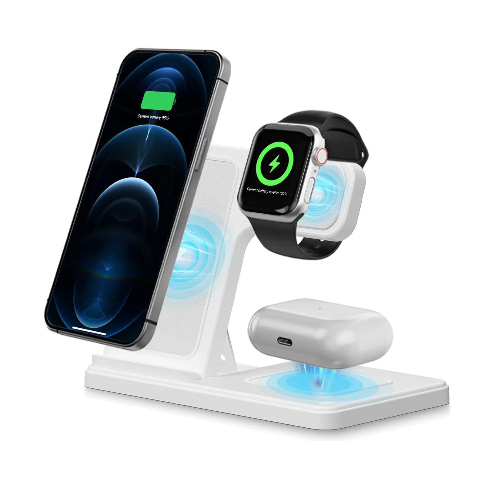 3 In 1 Wireless Charging Station Magnetic Fast Charging 18W Foldable Charging Station